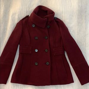 Burgundy cowl neck pea coat, XS, Anne Taylor Loft